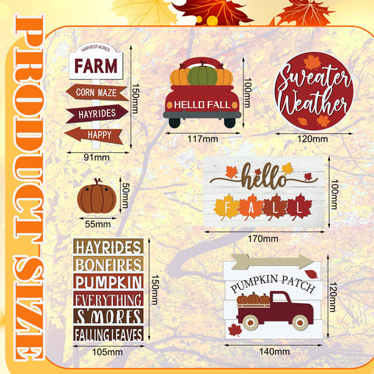 🍁12 Pcs Fall Tiered Tray Decor Thanksgiving Pumpkin Maple Leaf