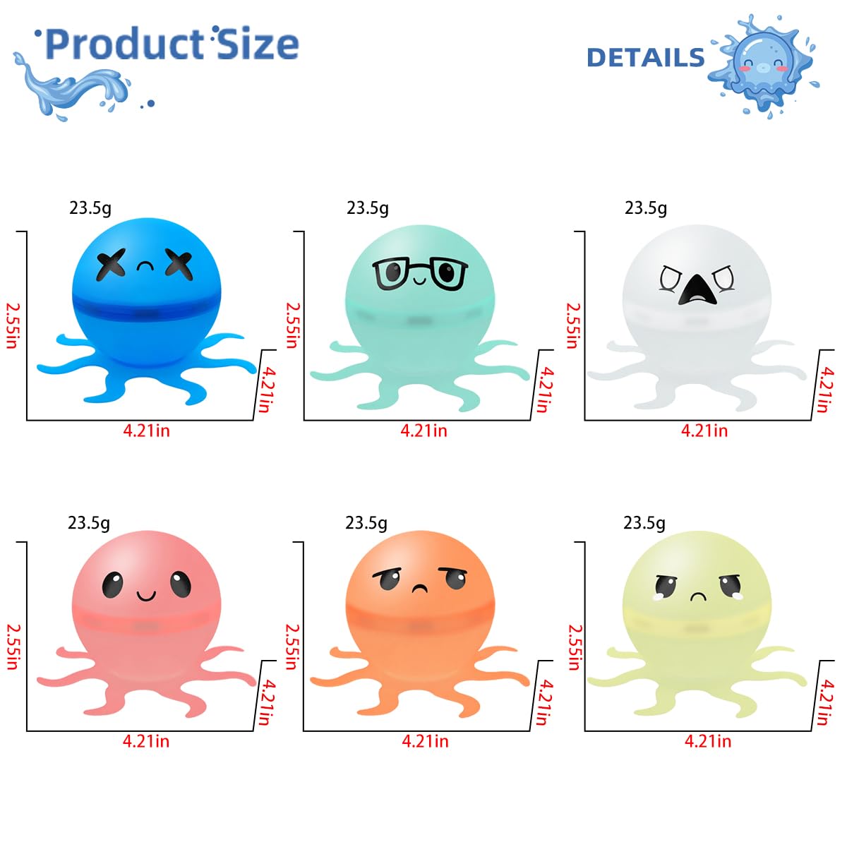 ✨Reusable Water Bomb balloons, Octopus Water Balloons with Expressions