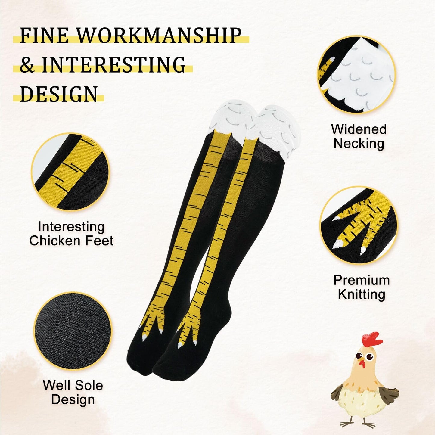 π2PCS Crazy Funny Chicken Feet Socks for Women Men