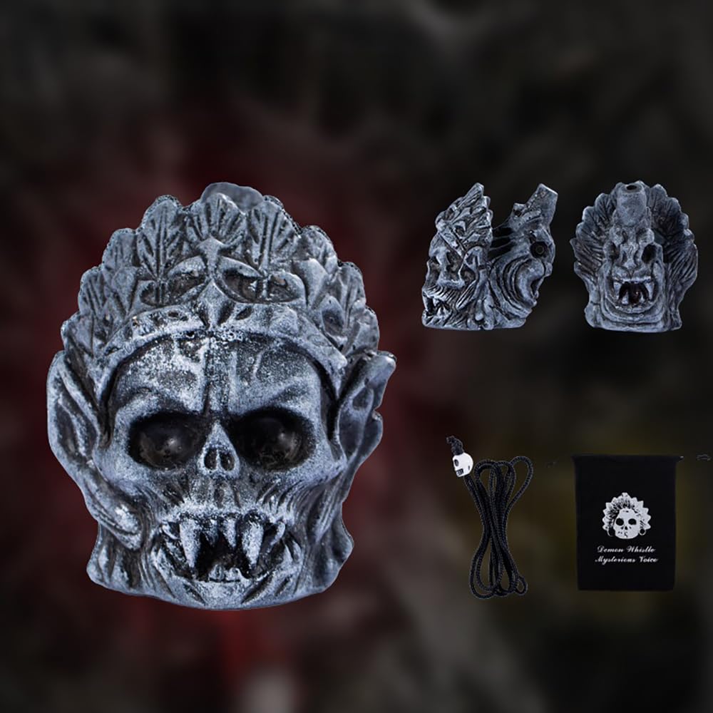 šAztec Death Whistle, Authentic Human Sounding Screams 125+ Decibels, White Resin, Whistle