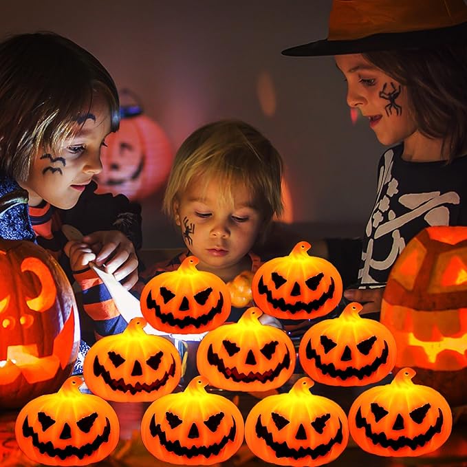 2.2in Mini Carved Jack Halloween Pumpkin Light(3pack)