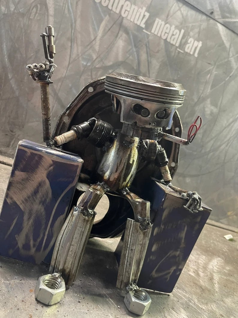 Handmade "Big Boss" Piston Robot Sculpture