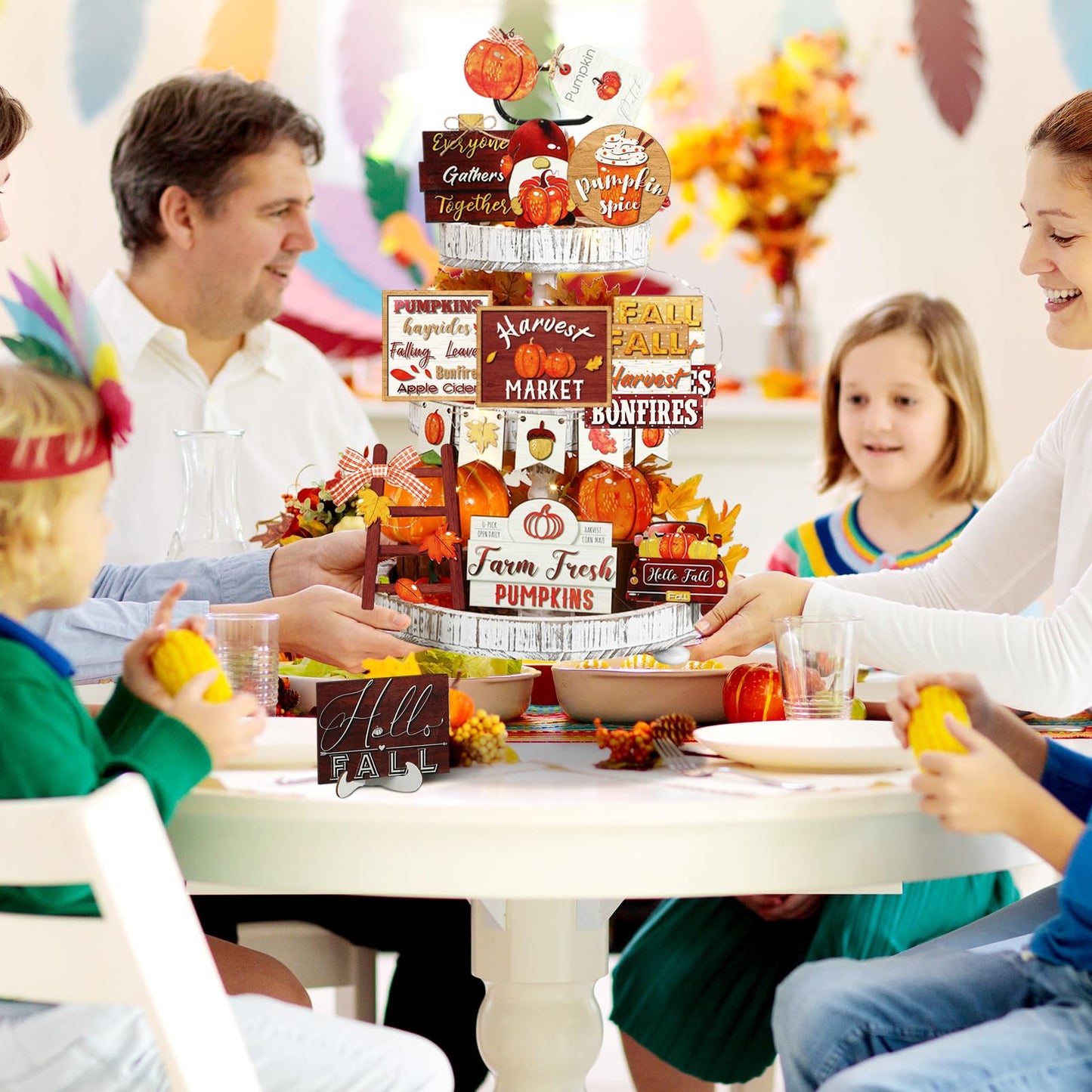 🎃Halloween Tiered Tray Decor Set Cute Halloween Wooden Signs