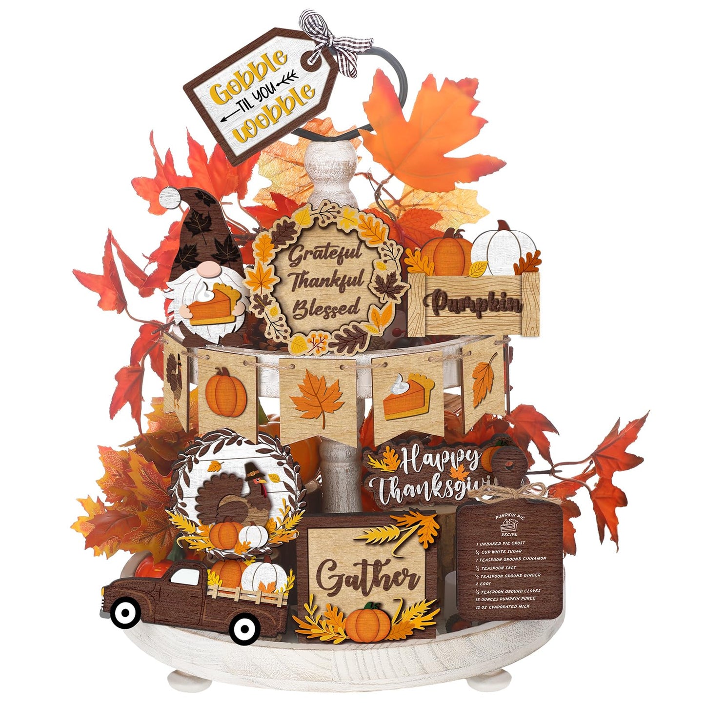🍁13PCS Thanksgiving Tiered Tray Decor(Tiered Tray NOT Included)