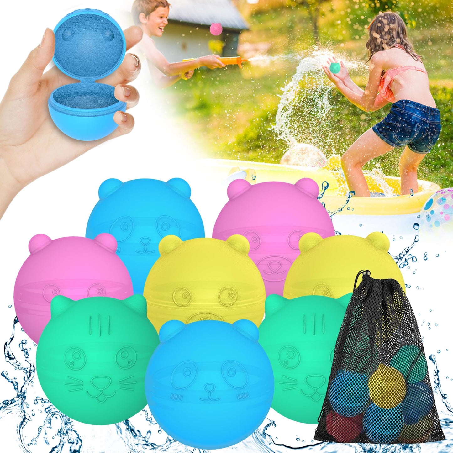 🎈Reusable Water Balloons,Reusable Balloons Self-Sealing Water Balls