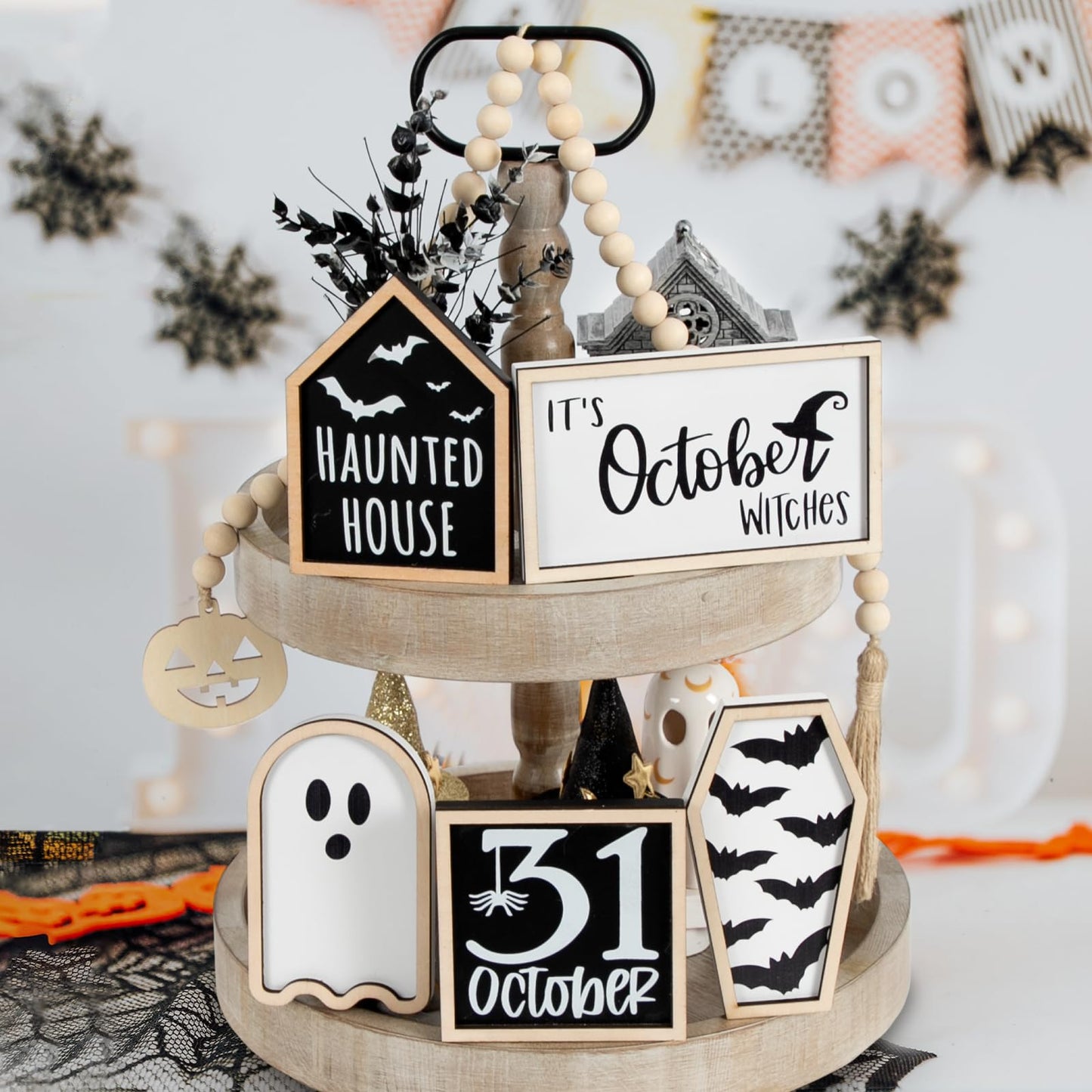👻6PCS Halloween Tiered Tray Decor(Tiered Tray NOT Included)