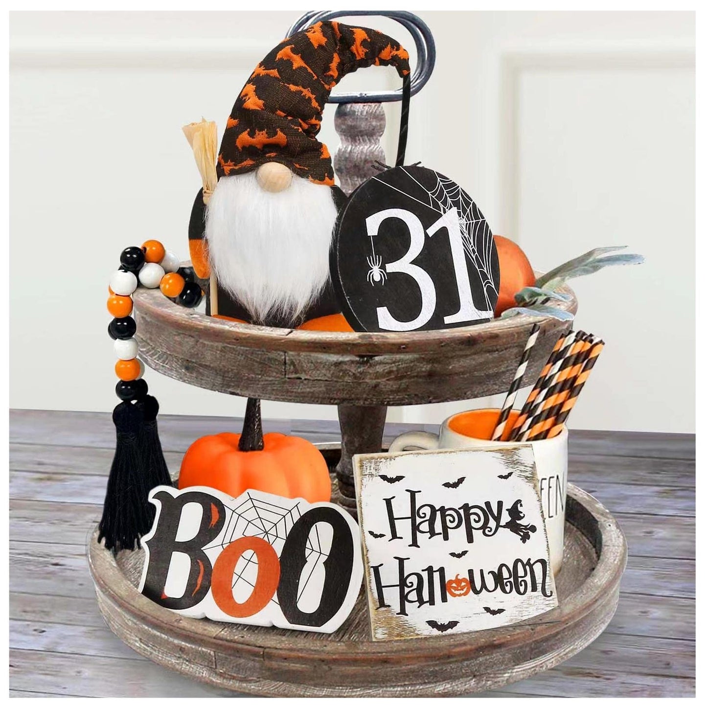 Halloween Farmhouse Rustic Tiered Tray Decor(Tiered Tray NOT Included)