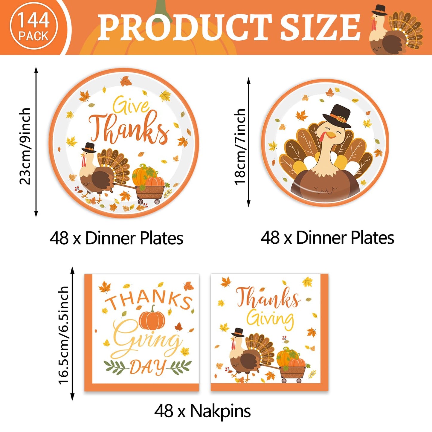 🐔Turkey Thanksgiving Party Supplies Kit - 48set