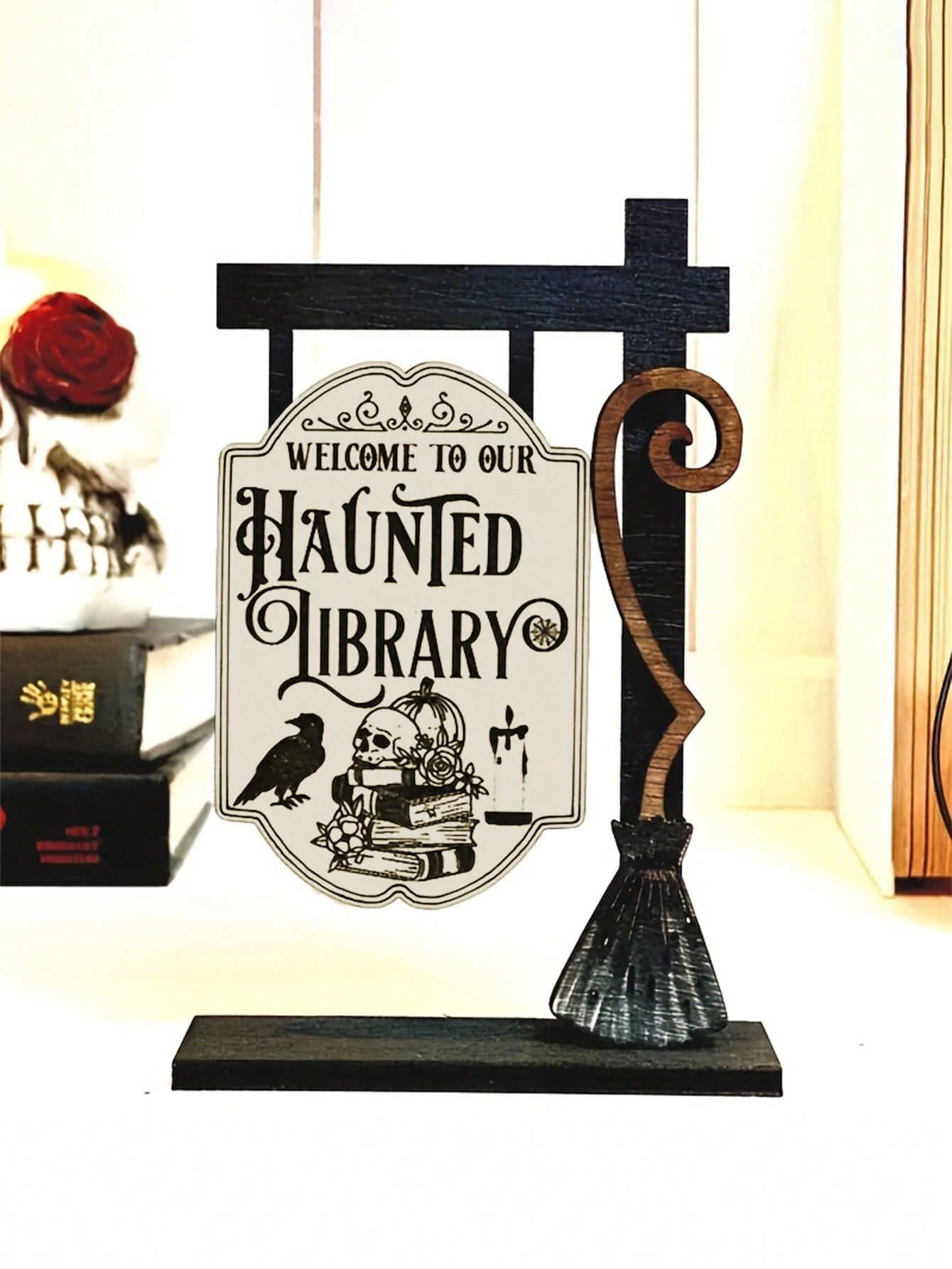 Gothic Style Bookshelf Haunted Library Decor