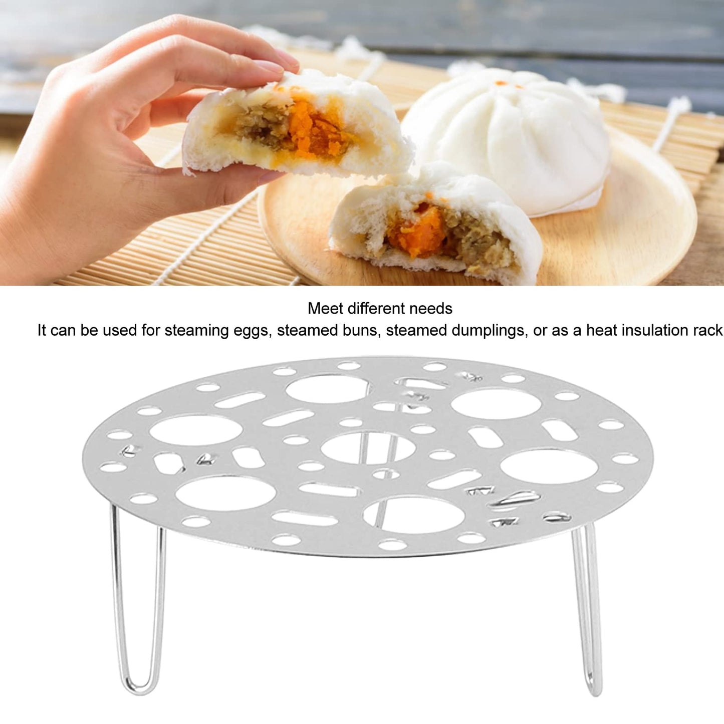 👨‍🍳Silver Stainless Steel Steamer Rack with Stand for Cooking