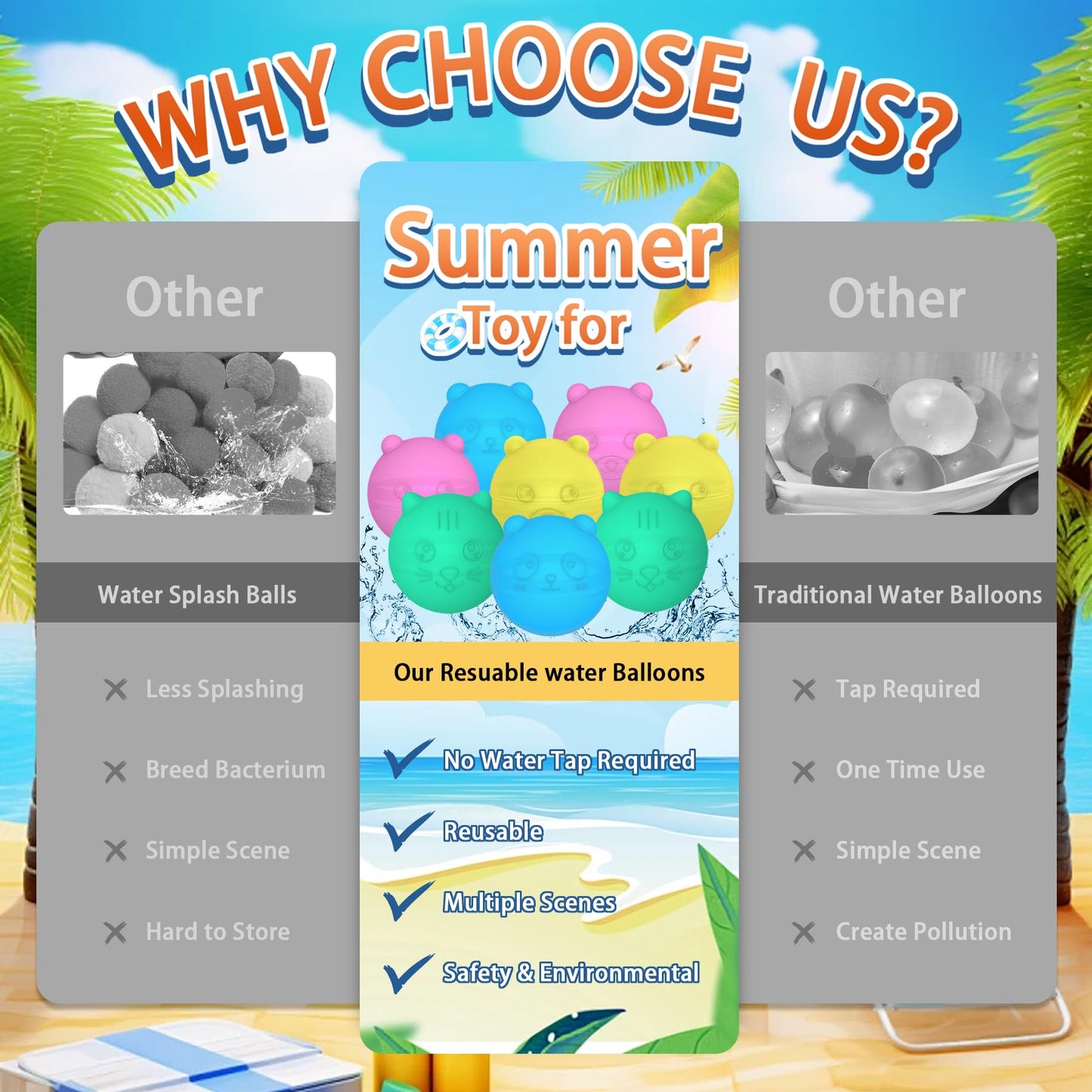 🎈Reusable Water Balloons,Reusable Balloons Self-Sealing Water Balls