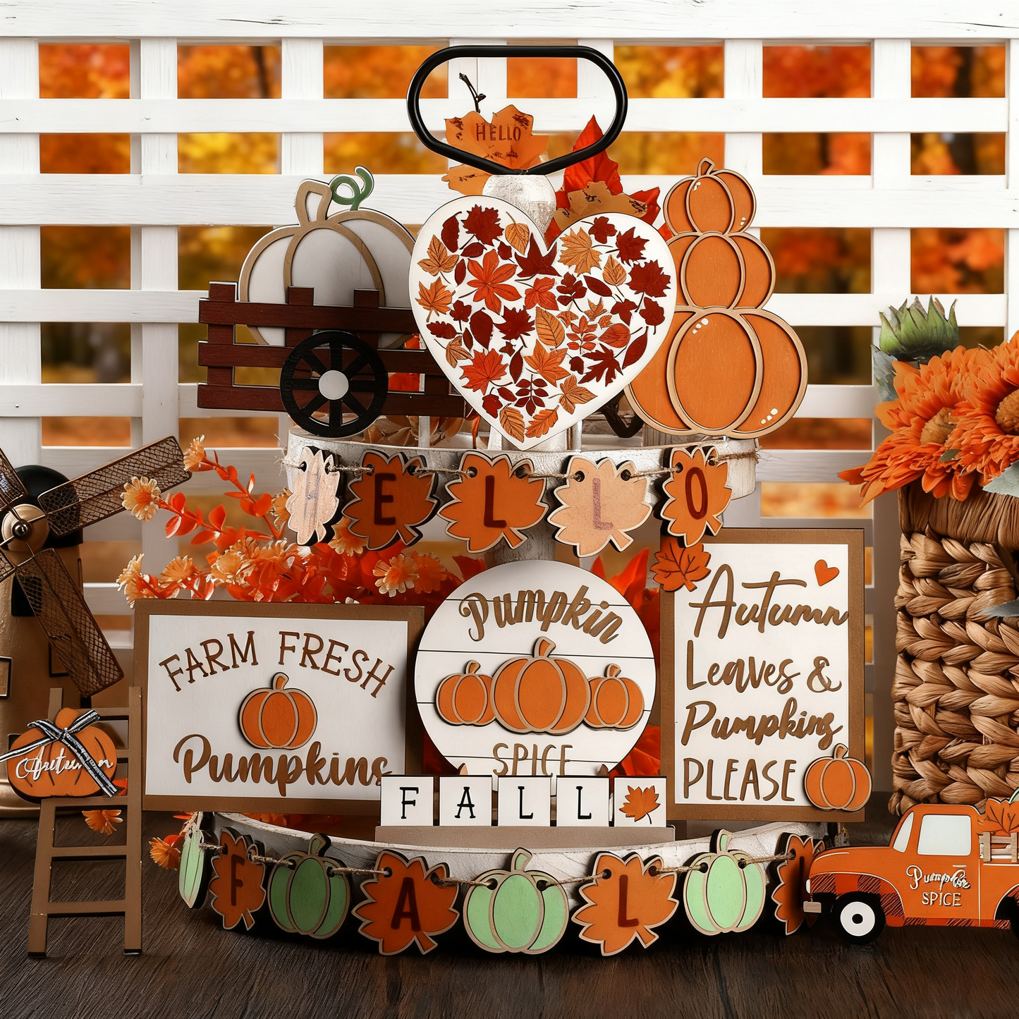 🐔Autumn home table decoration Halloween Thanksgiving scene decoration