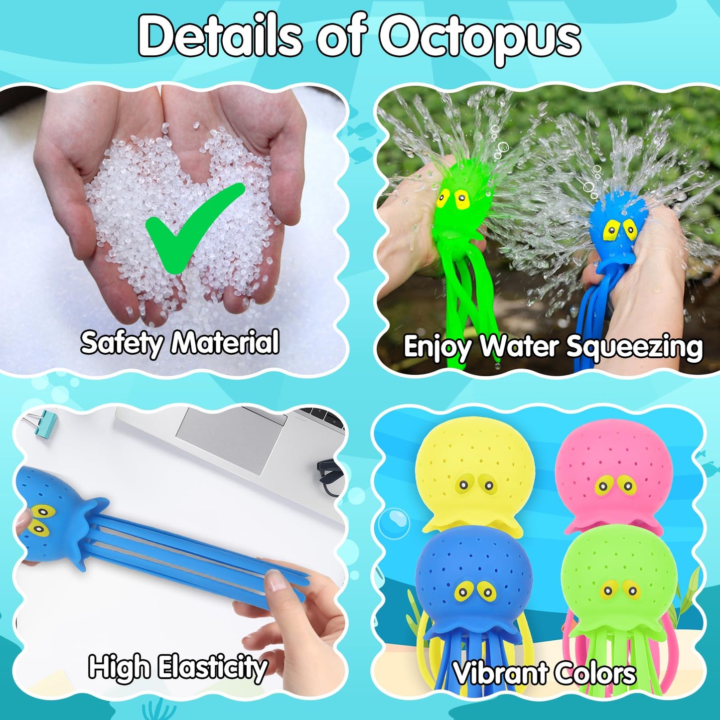 😍Octopus Water Pool Toys for Toddlers Water Bombs Splash (Octopus4PCS)