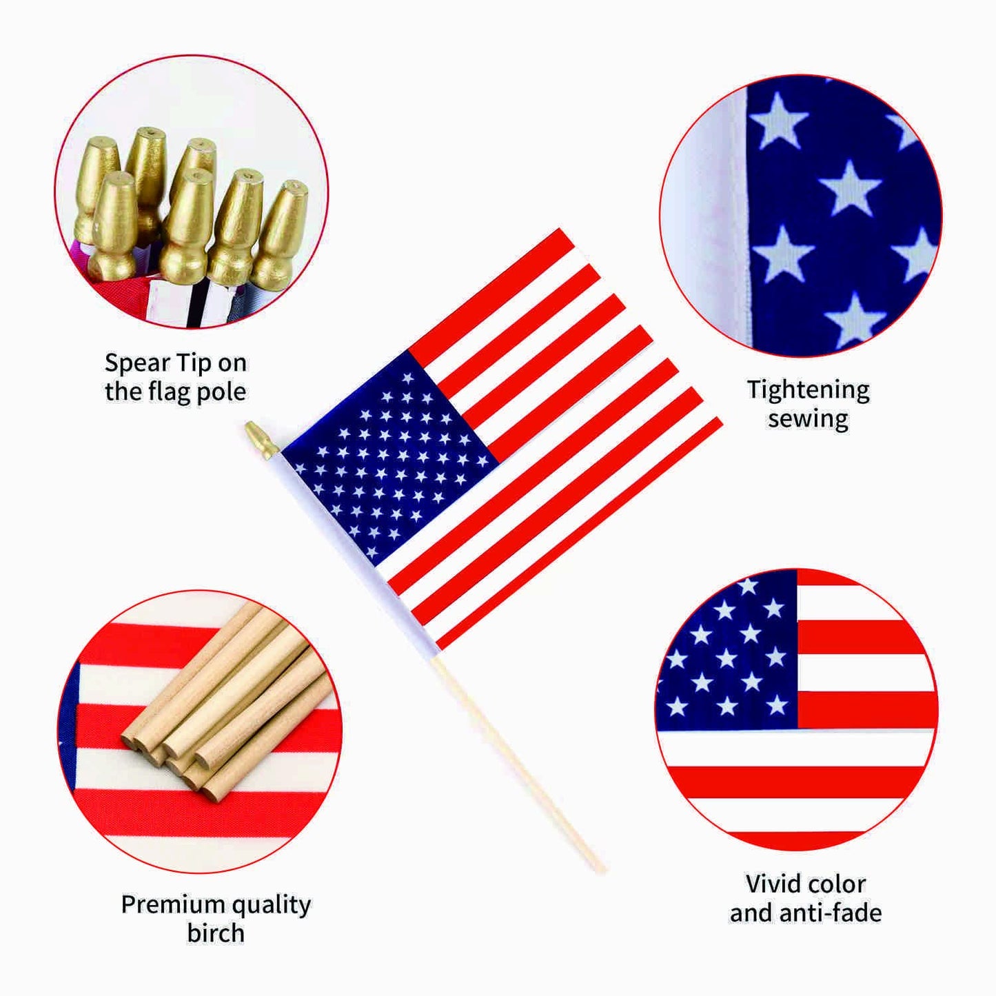 20Pack Small American Flag Mini Usa Flag For July 4th Decoration