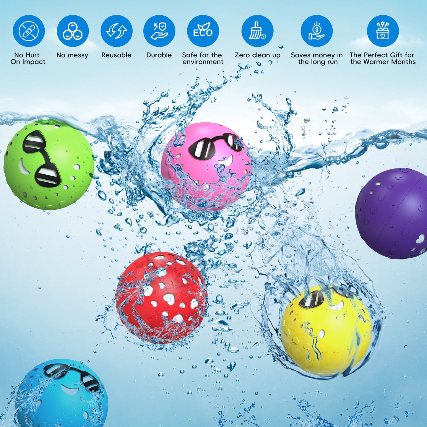 💧Reusable Water Bounce Balloons,  Water Game Toys for Outdoor Activities