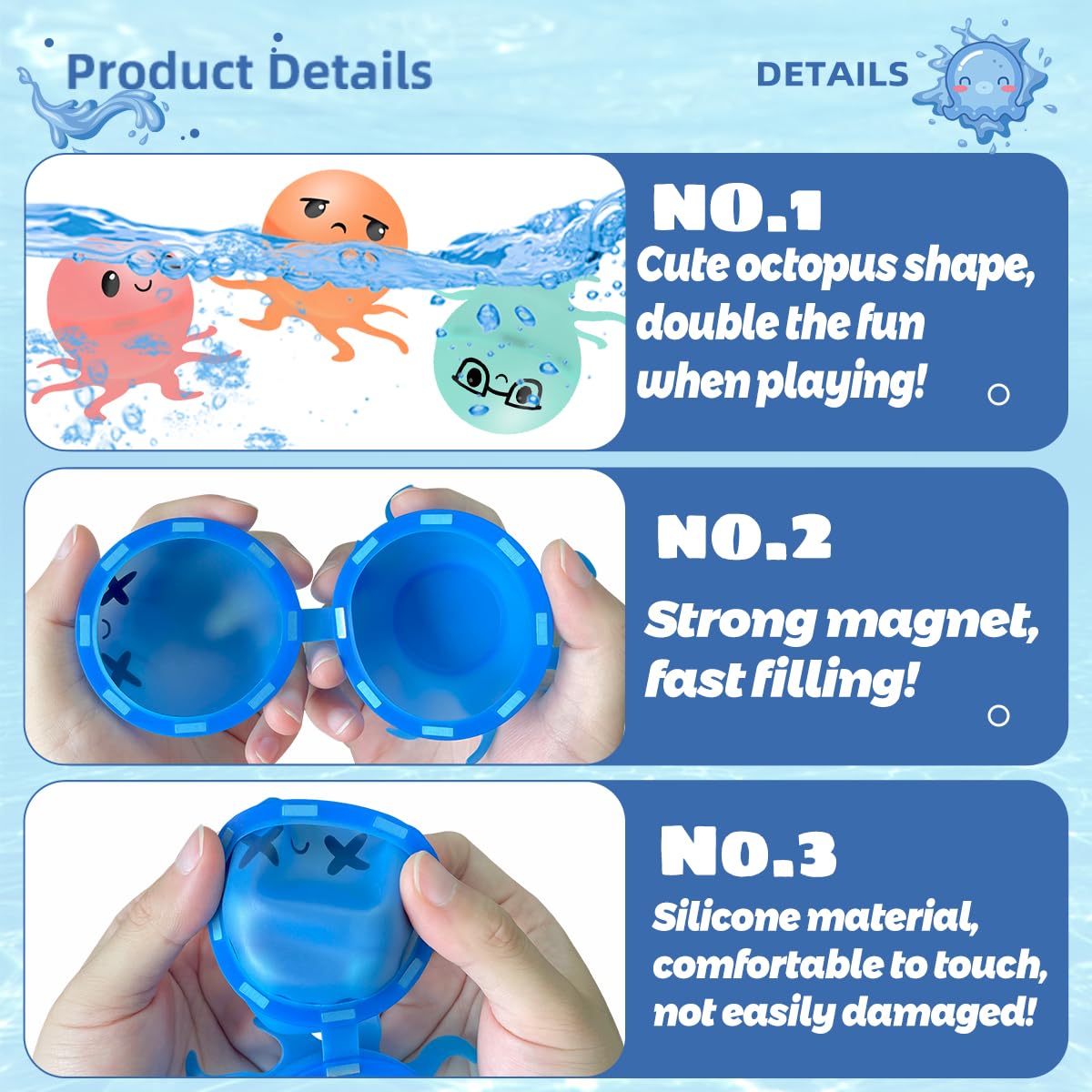 ✨Reusable Water Bomb balloons, Octopus Water Balloons with Expressions