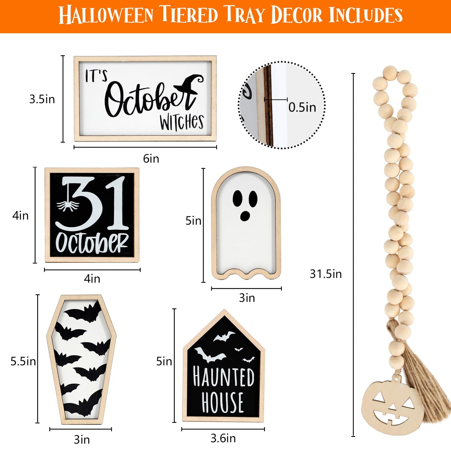👻6PCS Halloween Tiered Tray Decor(Tiered Tray NOT Included)
