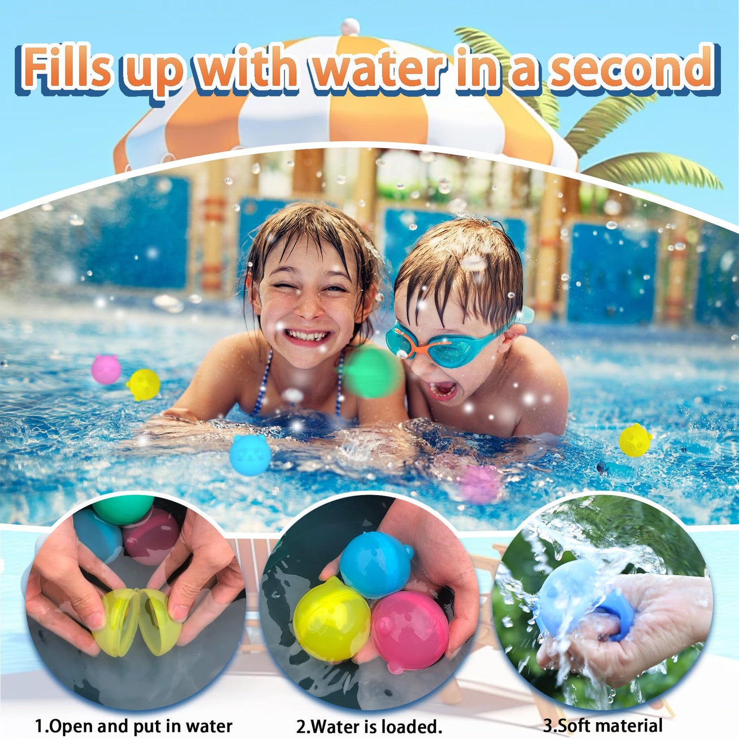 🎈Reusable Water Balloons,Reusable Balloons Self-Sealing Water Balls