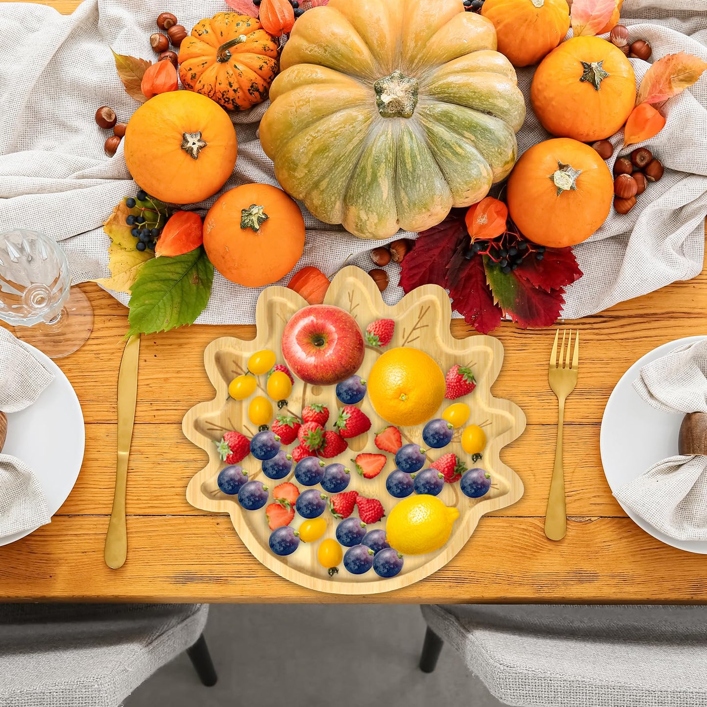 ♻Reusable Bamboo Turkey Platter(11.4"x11.4"x0.6")