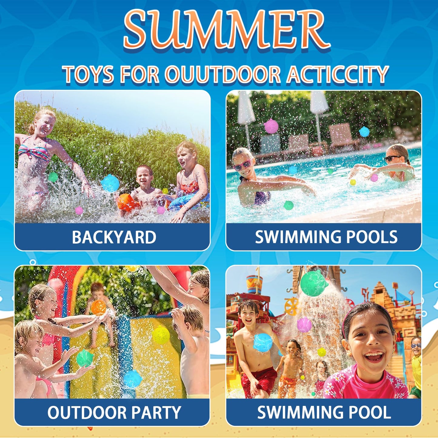 🎈Reusable Water Balloons,Reusable Balloons Self-Sealing Water Balls