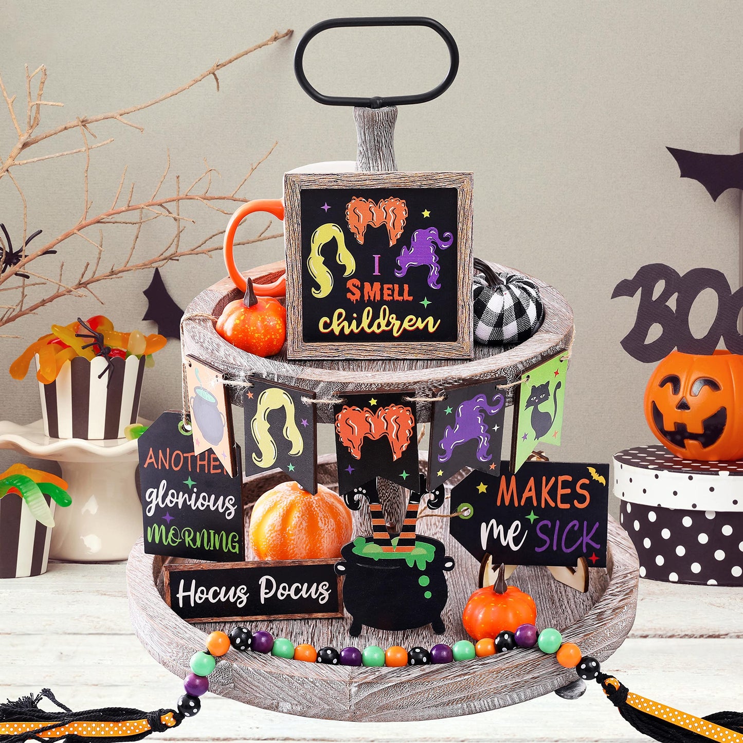 ☠Halloween Hocus Pocus Tray Decor(Tiered Tray NOT Included)