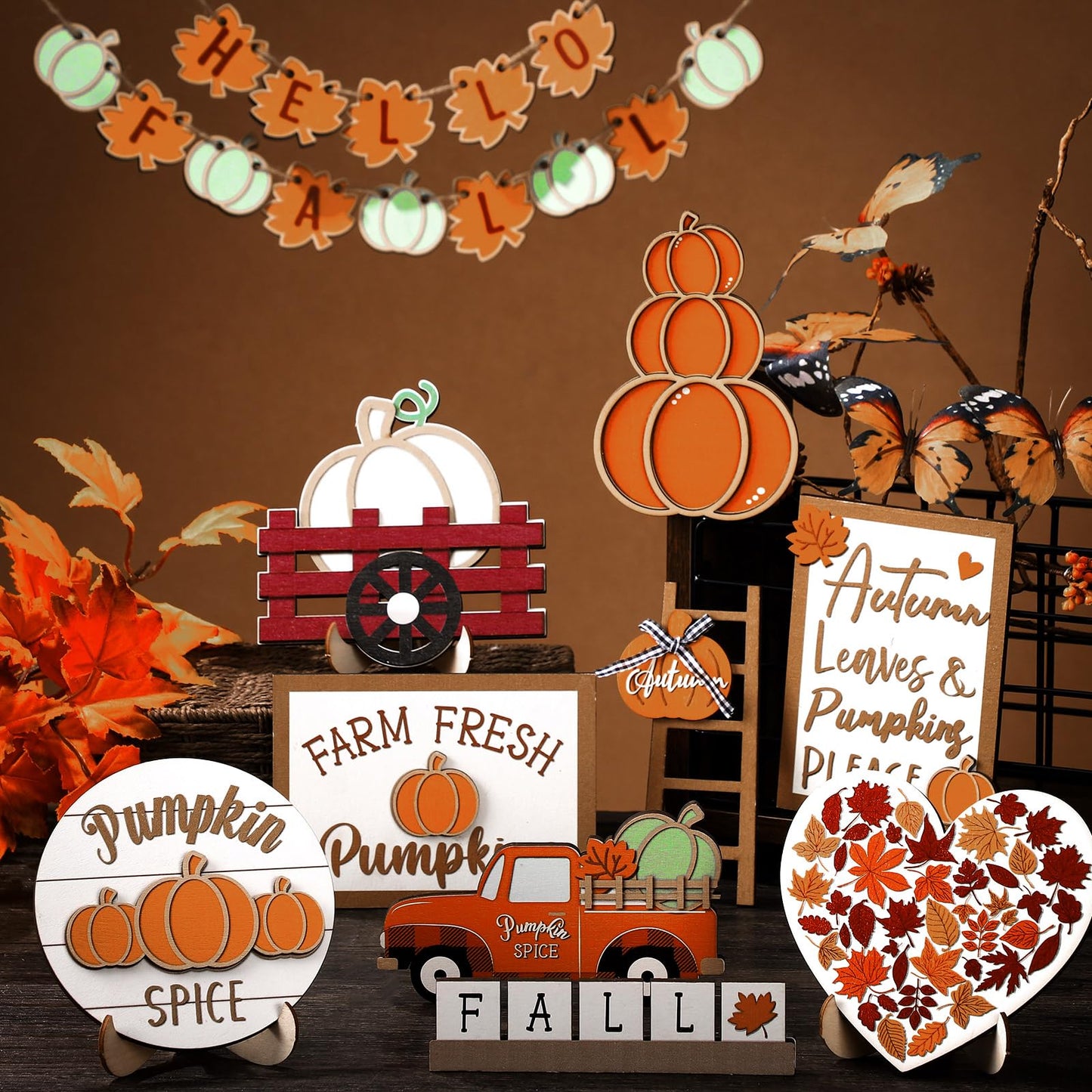 🐔Autumn home table decoration Halloween Thanksgiving scene decoration