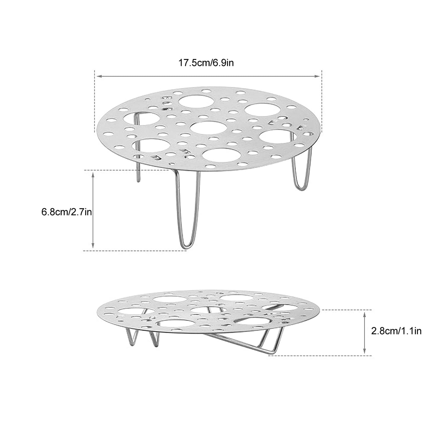 👨‍🍳Silver Stainless Steel Steamer Rack with Stand for Cooking