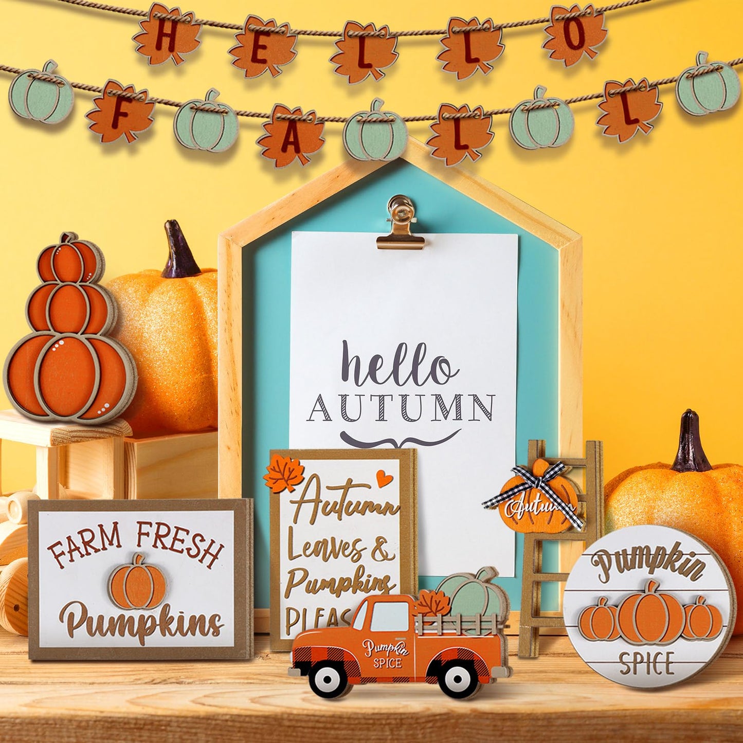 🐔Autumn home table decoration Halloween Thanksgiving scene decoration