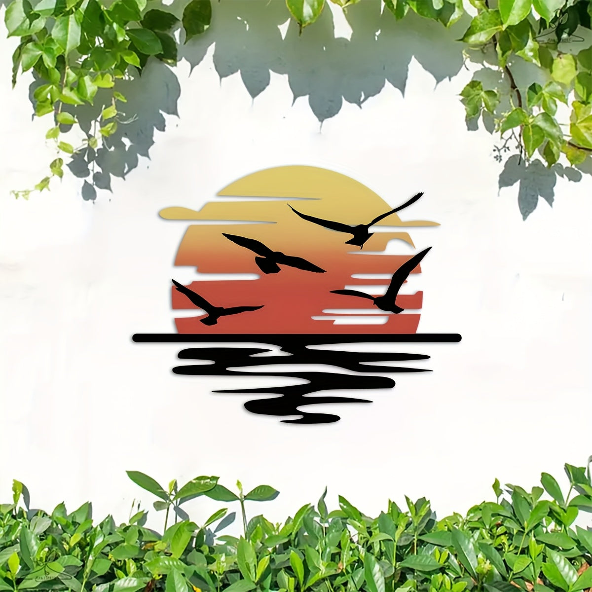 🌞Colorful Sunset Seagull Sparkle Metal Wall Art