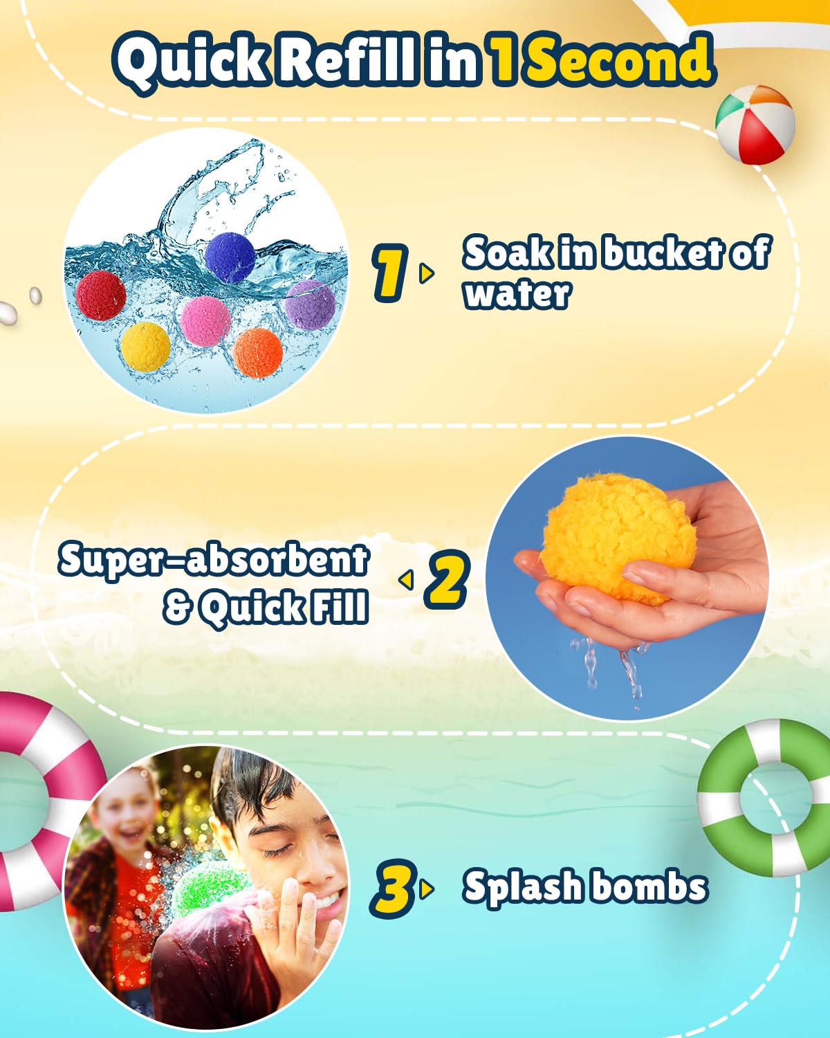 🤷‍♂️Reusable Water Balloons -Summer Pool Toys Water for Backyard Lawn Beach