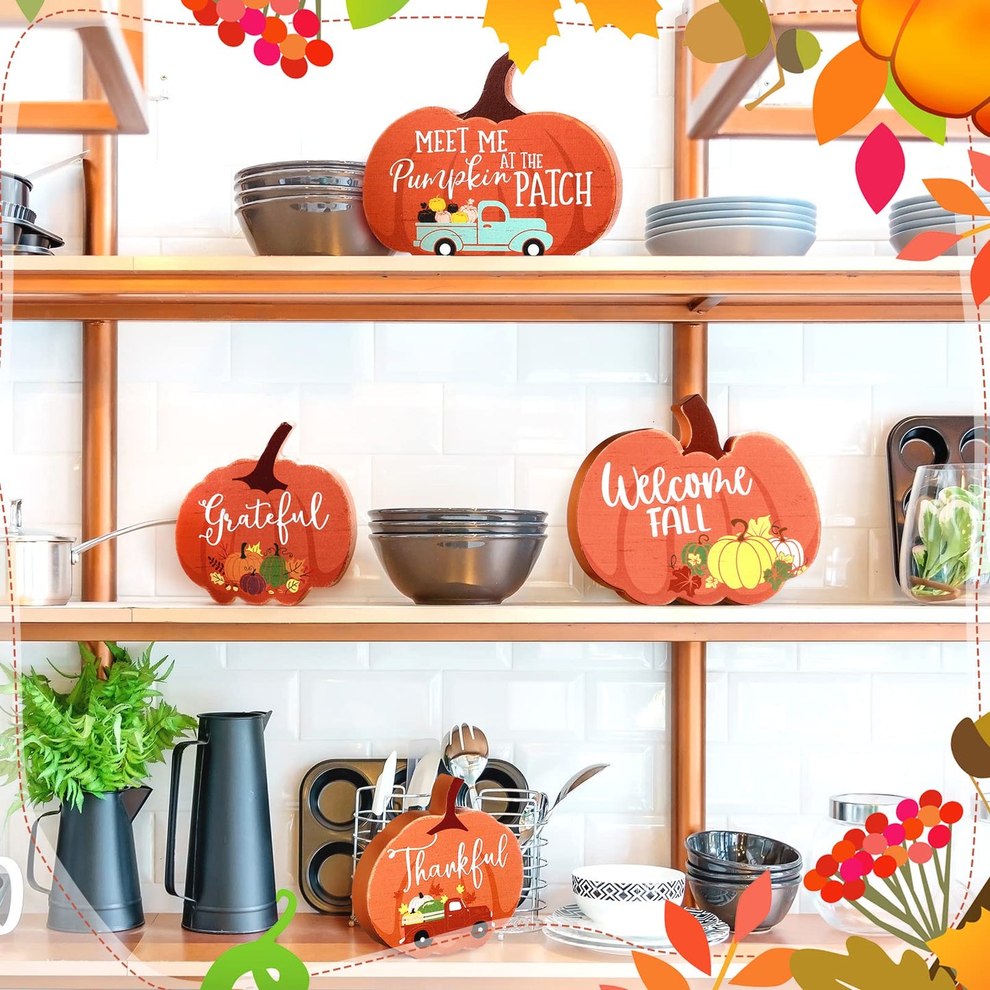 🎃Fall Decor for Home Thanksgiving Tiered Tray Decoration Fall Desk Decor