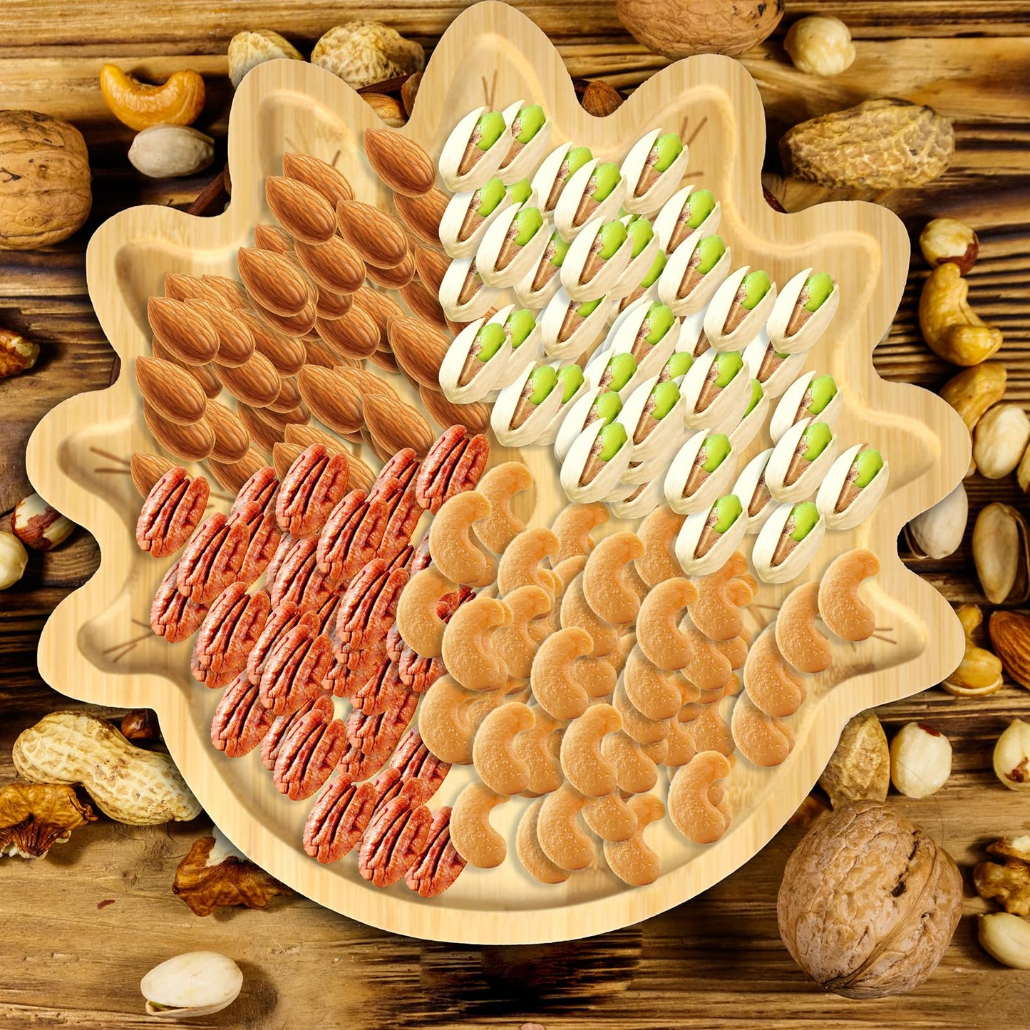 ♻Reusable Bamboo Turkey Platter(11.4"x11.4"x0.6")