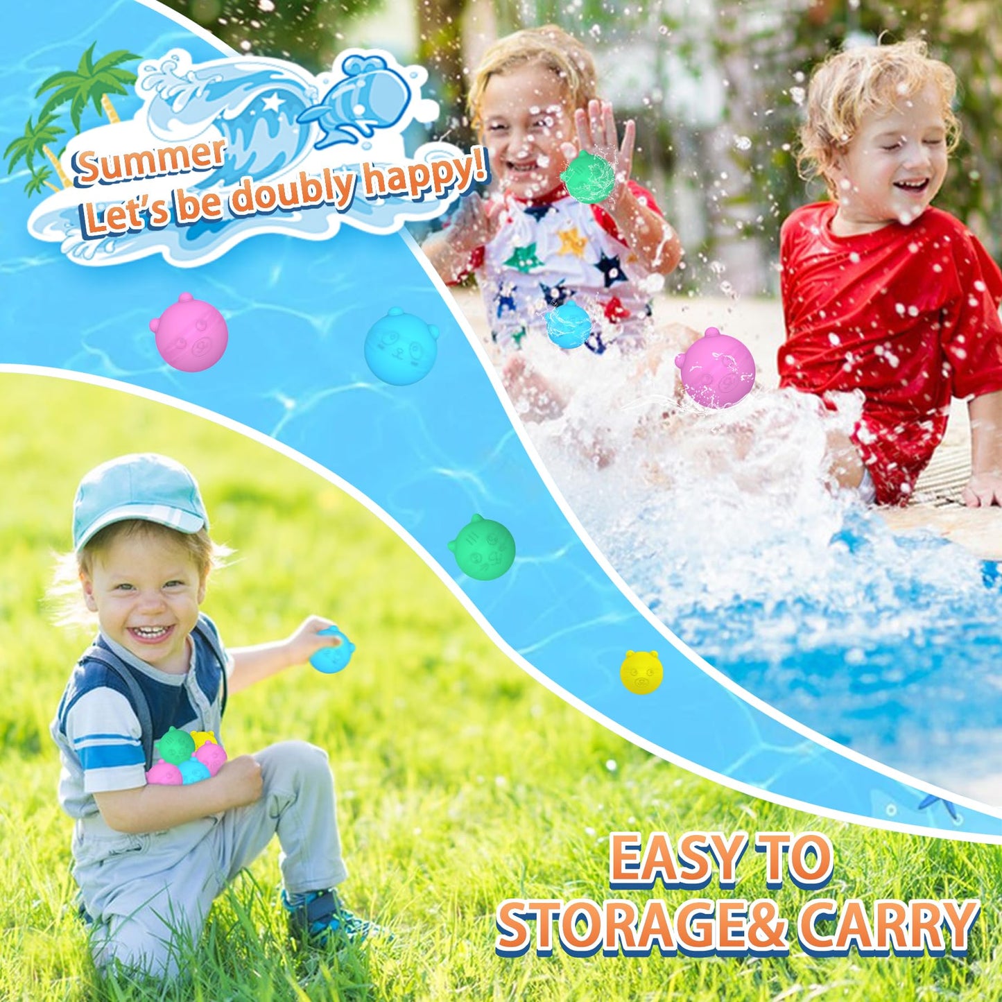 🎈Reusable Water Balloons,Reusable Balloons Self-Sealing Water Balls