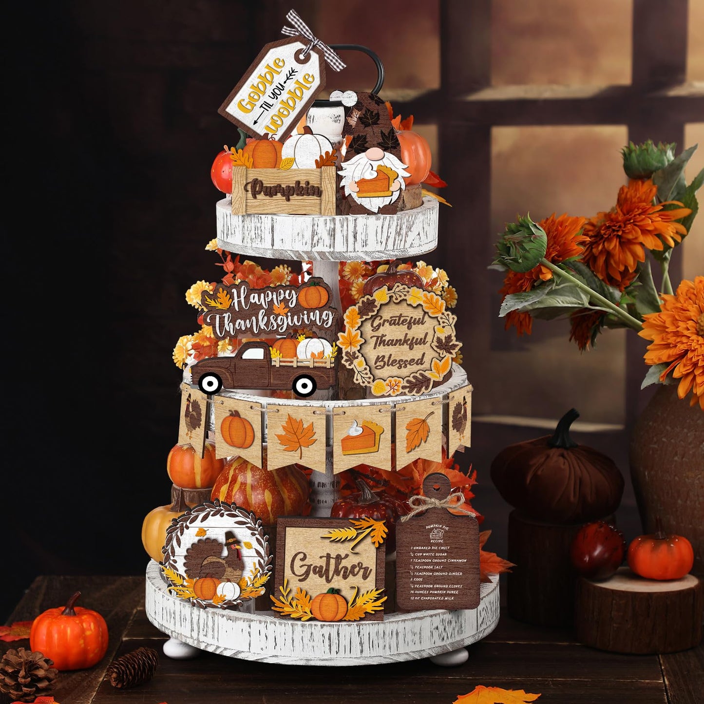 🍁13PCS Thanksgiving Tiered Tray Decor(Tiered Tray NOT Included)