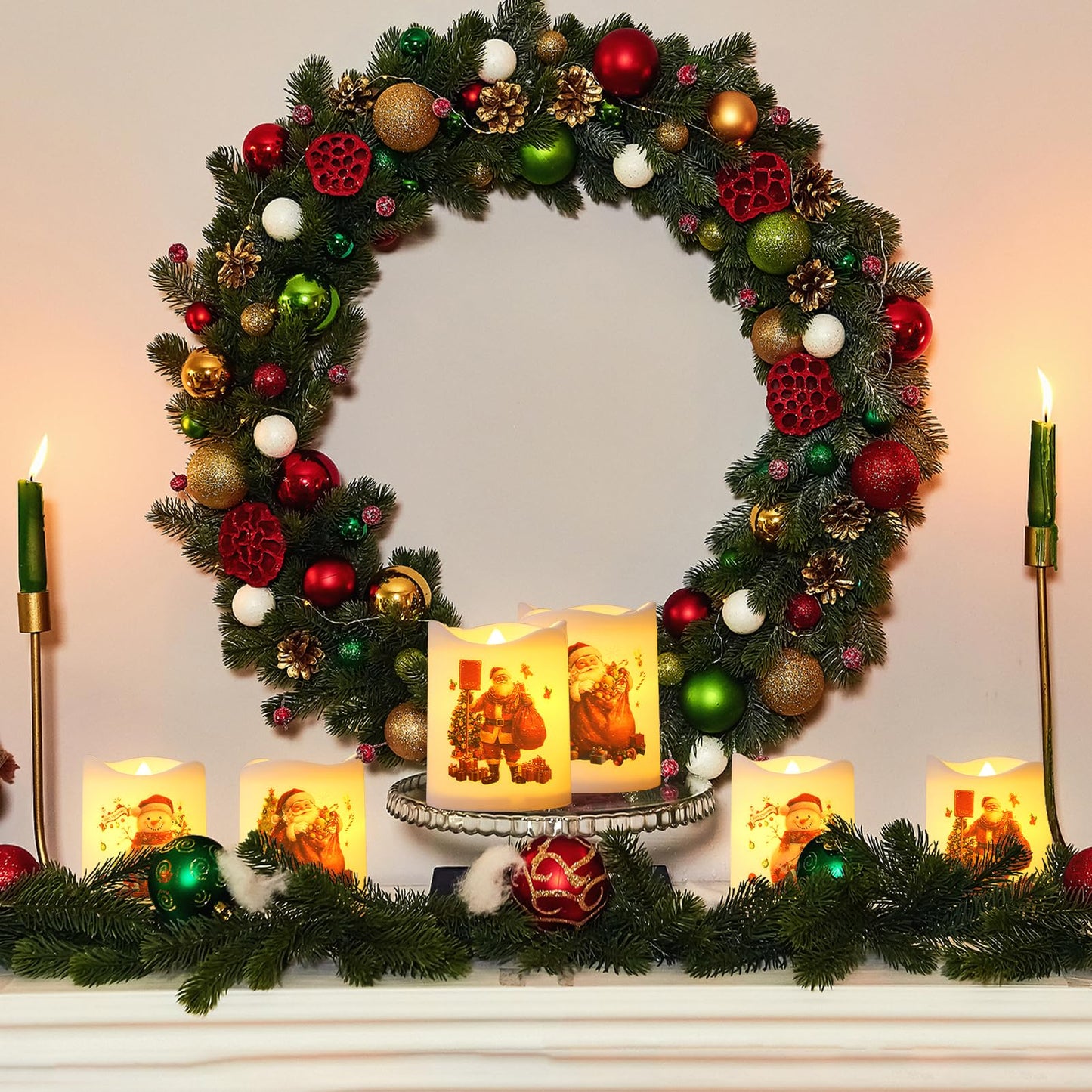 🎄🎅Christmas Flameless Votive Candles with Santa（6pack）