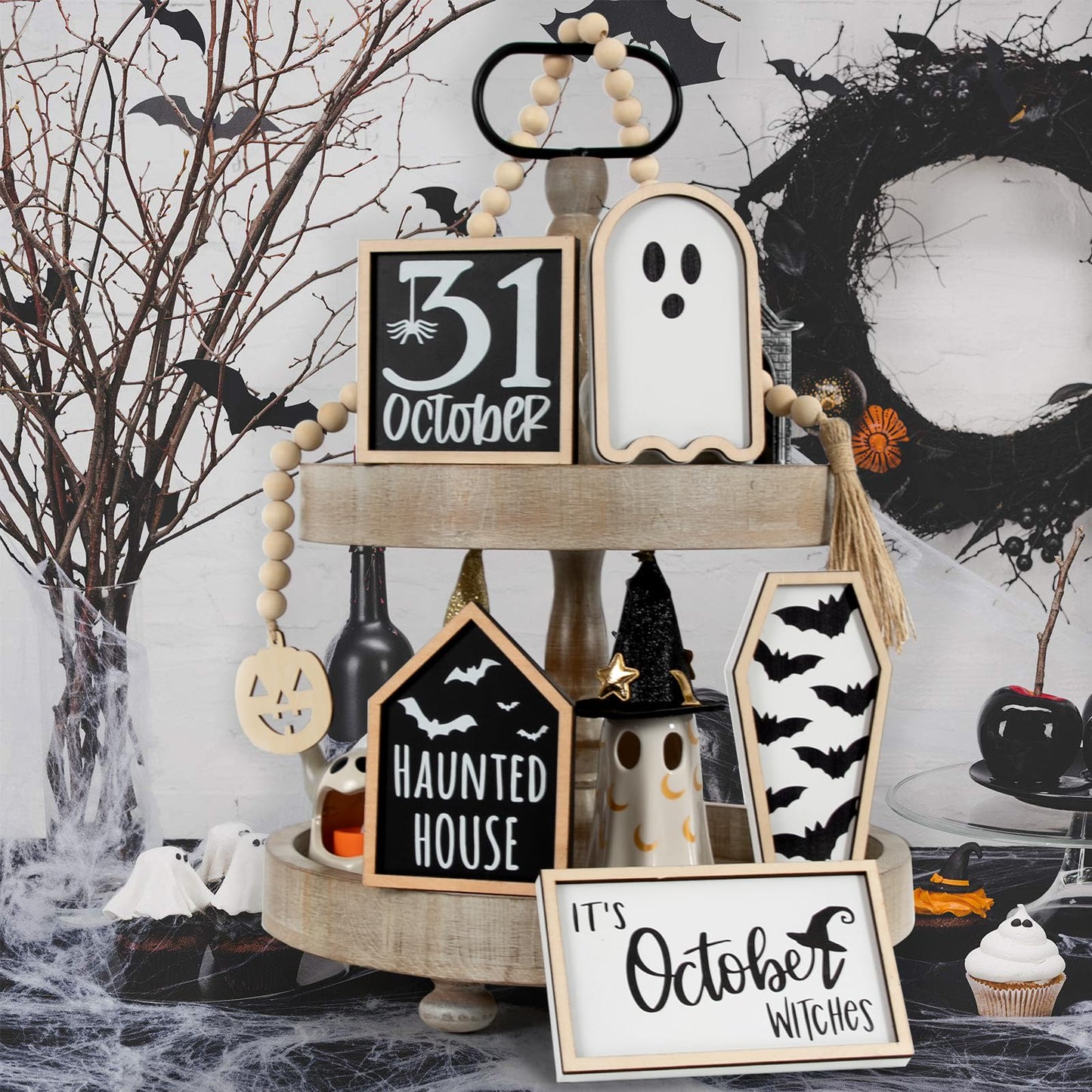 👻6PCS Halloween Tiered Tray Decor(Tiered Tray NOT Included)