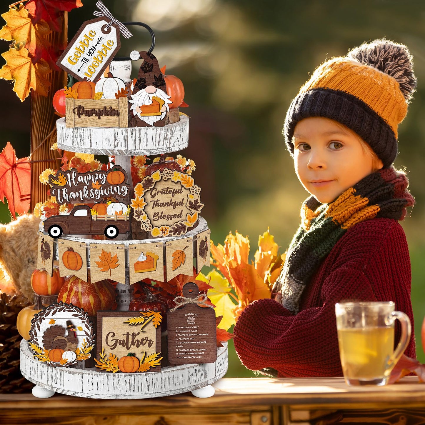 🍁13PCS Thanksgiving Tiered Tray Decor(Tiered Tray NOT Included)