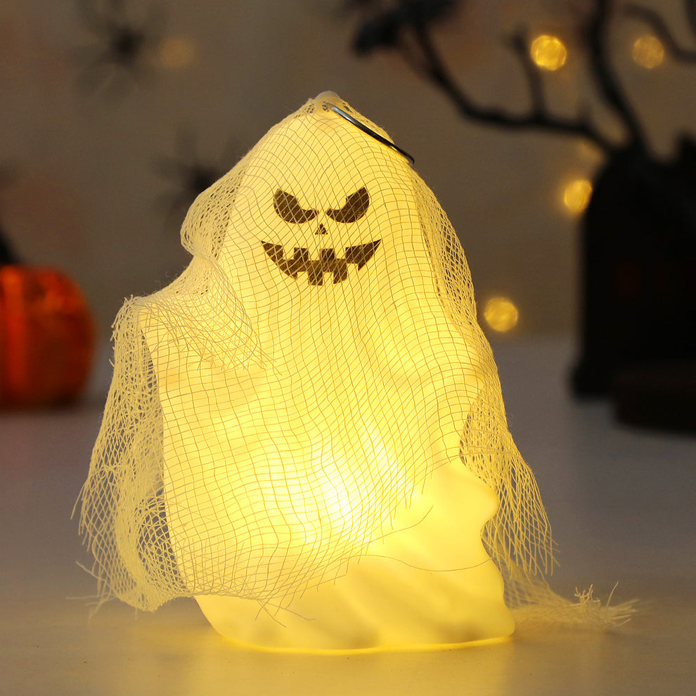 4 Pack Halloween Ghost Night Lights - Expressional Spooky Spirits with Warm Glow