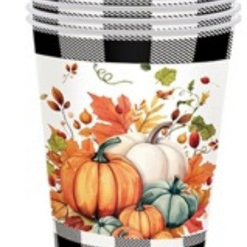 Black and White Plaid Pumpkin Theme Party Supplies Kit - 125set