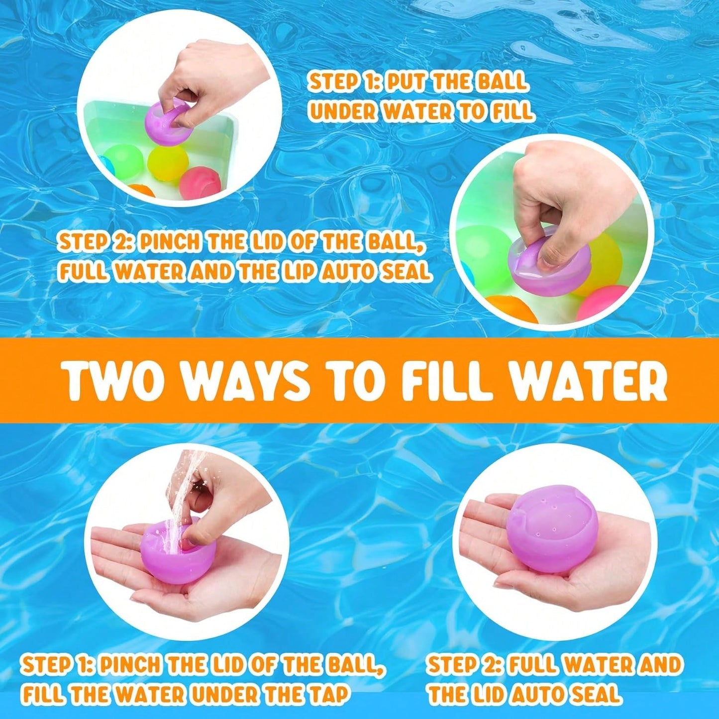 🤷‍♂️Reusable Water Balloons -Summer Pool Toys Water for Backyard Lawn Beach