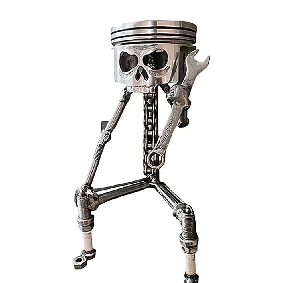 Piston Posse – Custom Skull Sculpture on Gear Base