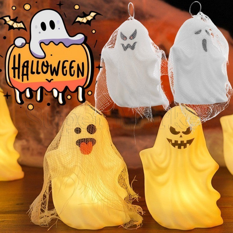 4 Pack Halloween Ghost Night Lights - Expressional Spooky Spirits with Warm Glow