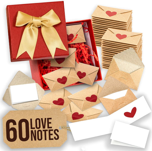 60-Pack Mini Note Cards & Envelopes - Blank Love Notes for All Occasions