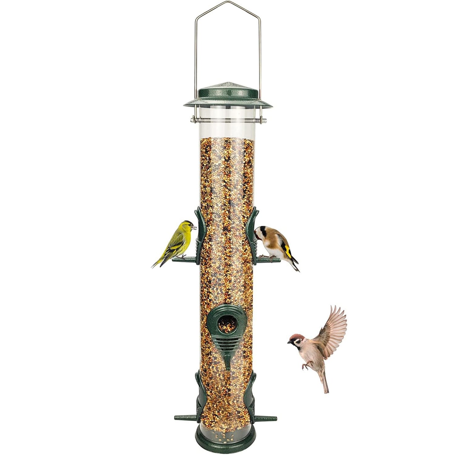 Metal 6-Port Tube Bird Feeder - Aluminum Hanging, Squirrel Proof