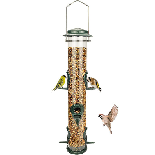 Metal 6-Port Tube Bird Feeder - Aluminum Hanging, Squirrel Proof