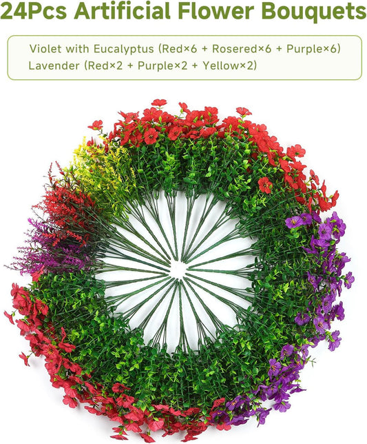 🌺 12 Pcs Artificial Flower Bouquet Mix - Lifelike Faux Flowers for Home Decor, Wedding Centerpieces (No Maintenance)