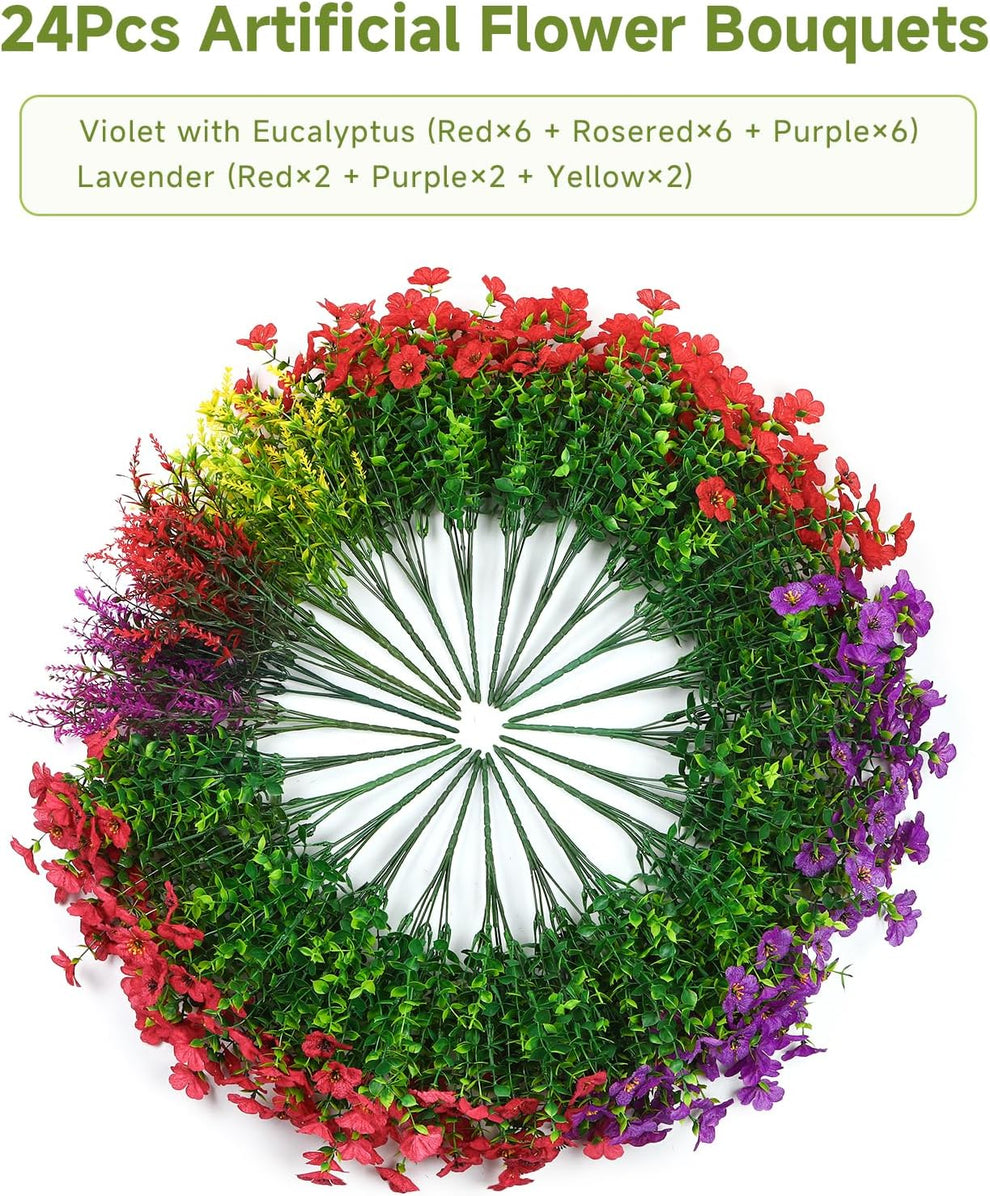 💐12 Set Artificial UV-resistant flowers: colorful suitable for porches and balconies