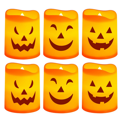 6 Pack-Halloween Flickering LED Pumpkin Candles