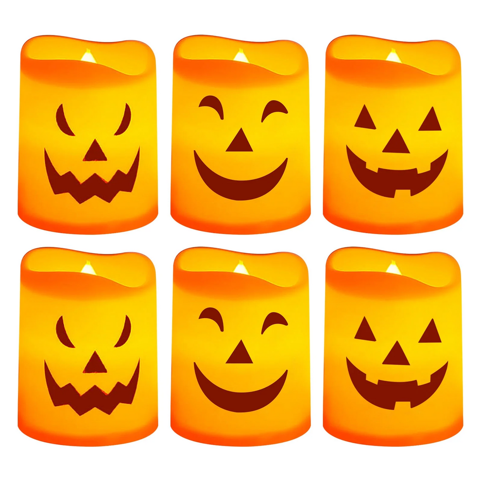 6 Pack-Halloween Flickering LED Pumpkin Candles