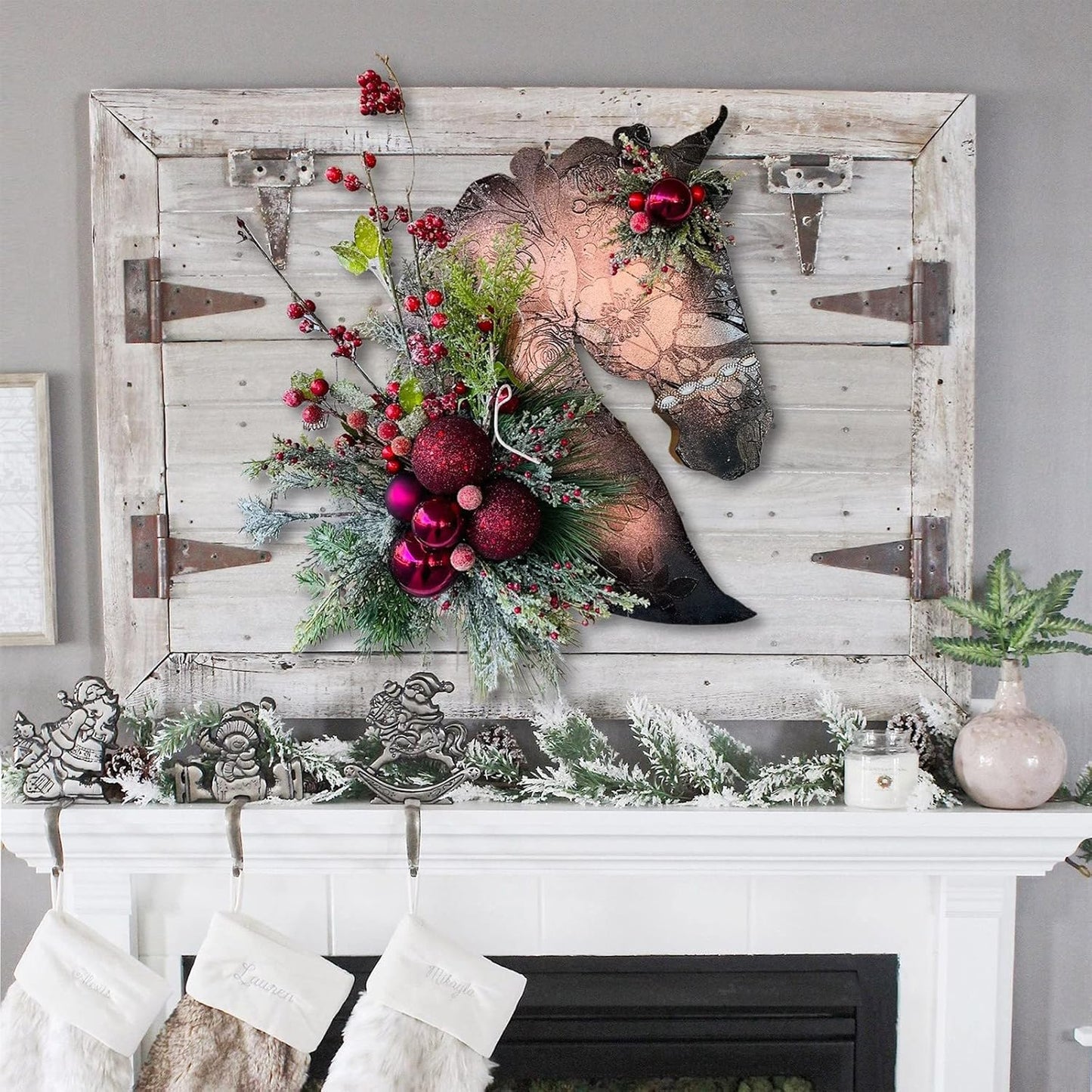 ✨ Handmade Christmas Horse Head Wreath